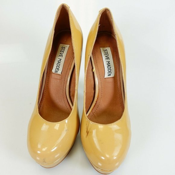 Steve Madden Shoes Leather 6 Sandals Slip On Platform Pump Beasst Yellow - Picture 6 of 13